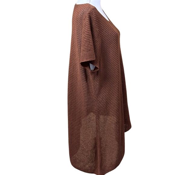 Eileen Fisher brown sweater, linen blend, minimalist, effortless, textured - Picture 2 of 5